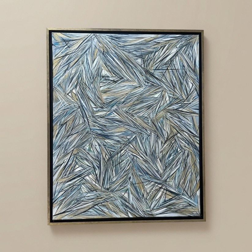 Astraeus, gold-framed abstract expressionist painting